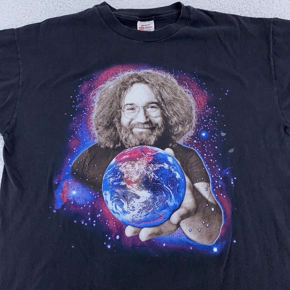 Vintage‎ Jerry Garcia Grateful Dead Shirt Mens XL Black Tie Dye Space Band 90s